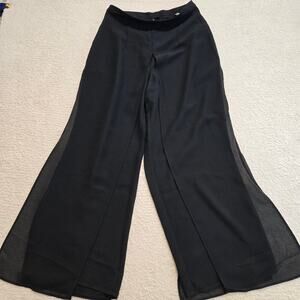 J. R. Nites Caliendo Vtg Wide Leg Palazzo Pants Sheer Overlay Women's 12 Black